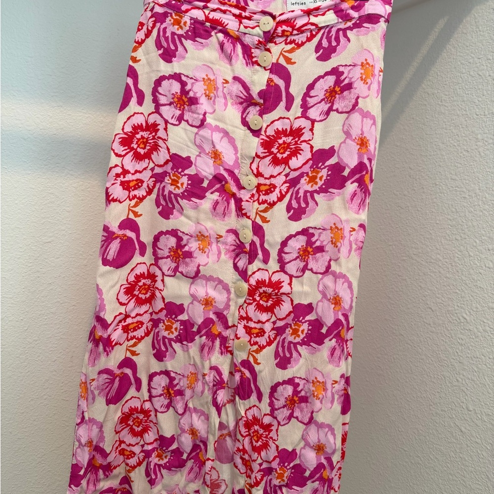 Lefties Floral Button Front Midi Skirt Size XS
